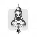 green space alien as a 1950s retro pin-up girl tattoo design idea