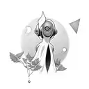 green space alien as a 1950s retro pin-up girl tattoo design idea