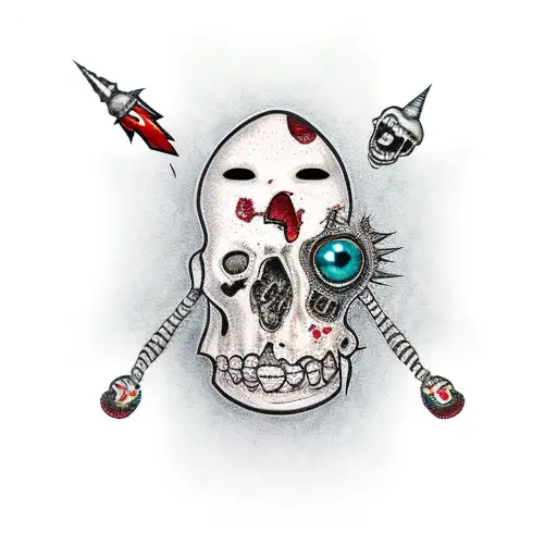 pile of voodoo dolls bloody stabbed torn disparity lonely  tattoo design idea