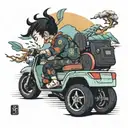 electric vehicle driving tattoo design idea