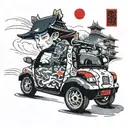 electric vehicle driving tattoo design idea