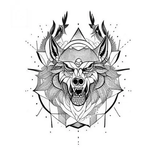 lobo mantra nórdico  tattoo design idea