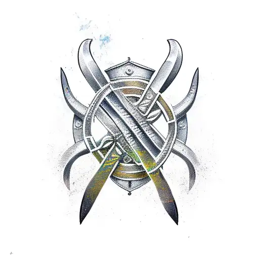 Viking ship with the "Currie" Clan crest on the sail tattoo design idea