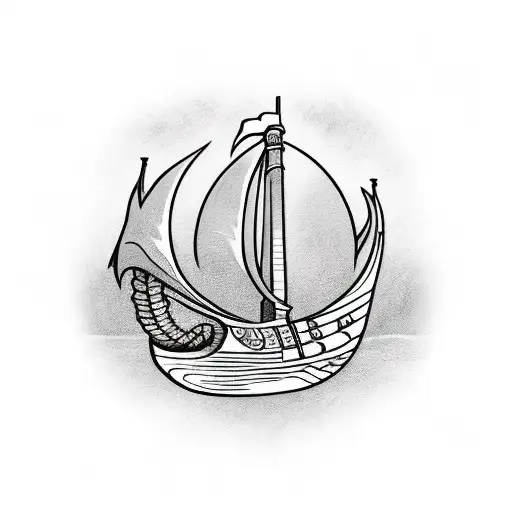 Viking ship with the "Currie" Clan crest on the sail tattoo design idea