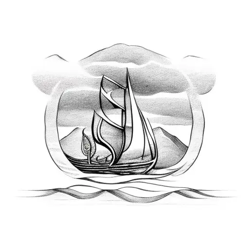 Viking ship with the "Currie" Clan crest on the sail tattoo design idea