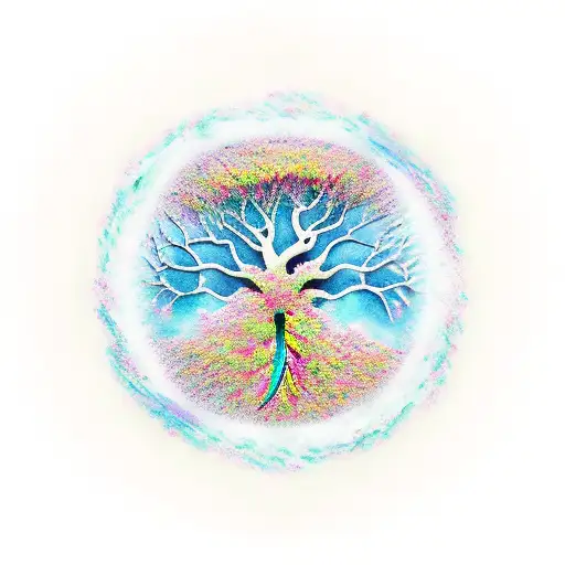 tree of life with butterfly  tattoo design idea