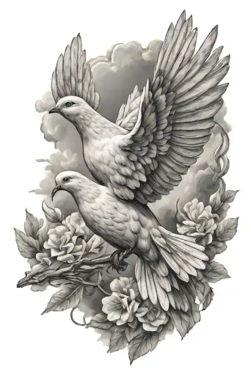 Dove flying to heaven tattoo design idea