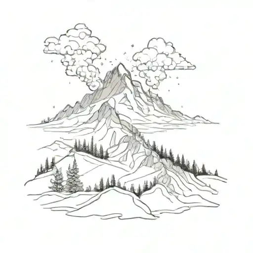 smoke flare in the snow covered mountain landscape tattoo design idea