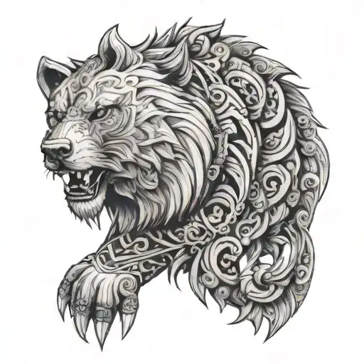 I'd like a Viking manga style tattoo, I'd like a bear for strength, a wolf for loyalty and family, an element that makes tattoo design idea