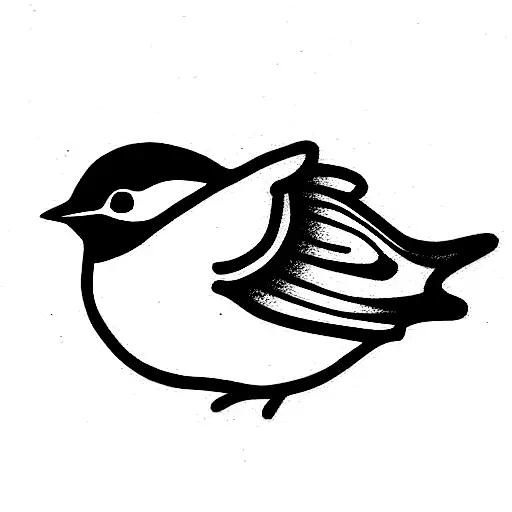 hippie chickadee tattoo design idea