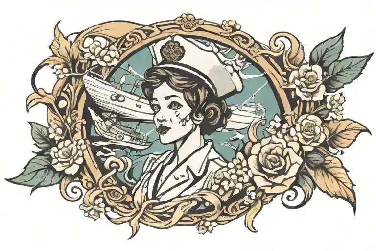 nursing career and seafarer tattoo design idea