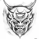 demon Oni Mask tattoo design idea