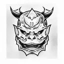 demon Oni Mask tattoo design idea