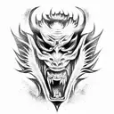 demon Oni Mask tattoo design idea