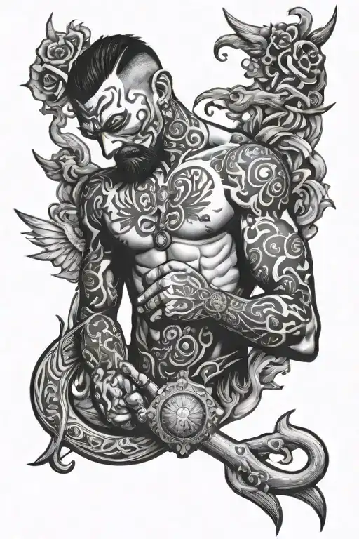 gay, bdsm, watersport, fisting, black and white tattoo design idea