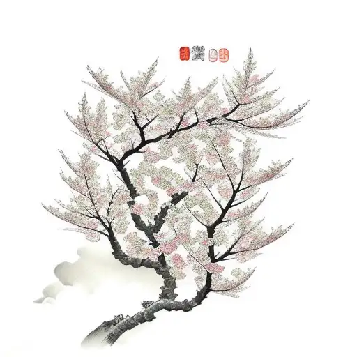 cherry blossom tree tattoo design idea