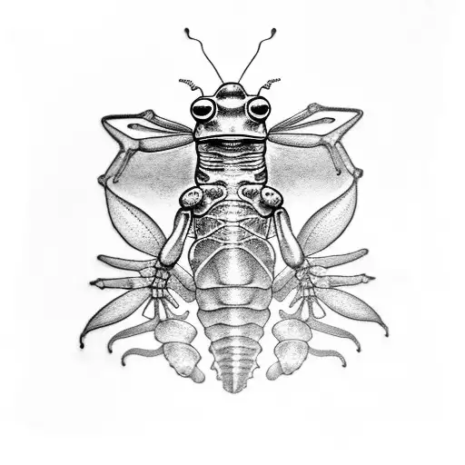 ferns flowers frog cicada praying mantis  tattoo design idea