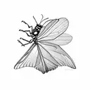 a cicada with leaves in the background  tattoo design idea