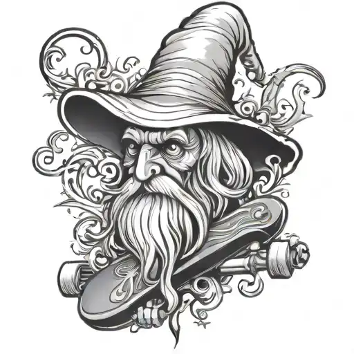 wizard skateboard tattoo design idea