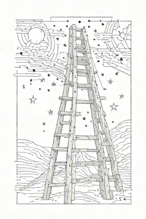 crooked ladder made from words "build a ladder to the stars and climb on every rung" tattoo design idea