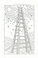crooked ladder made from words "build a ladder to the stars and climb on every rung" tattoo design idea