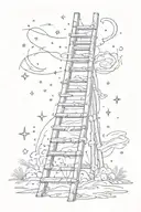 crooked ladder made from words "build a ladder to the stars and climb on every rung" tattoo design idea