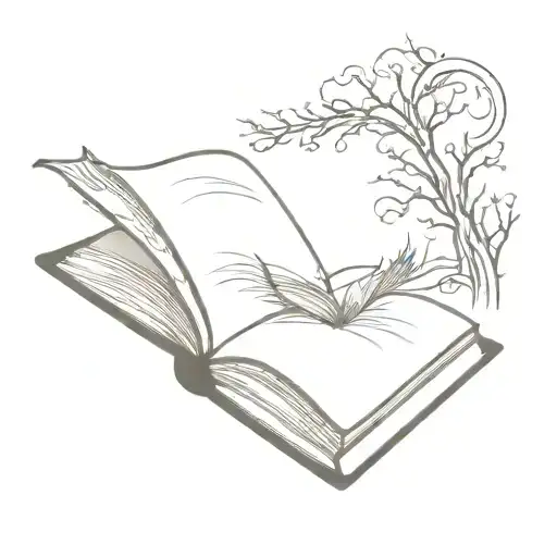 fantasy book open in front tattoo design idea