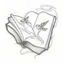 fantasy book open in front tattoo design idea