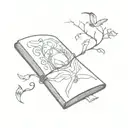 fantasy book open in front tattoo design idea