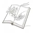 fantasy book open in front tattoo design idea