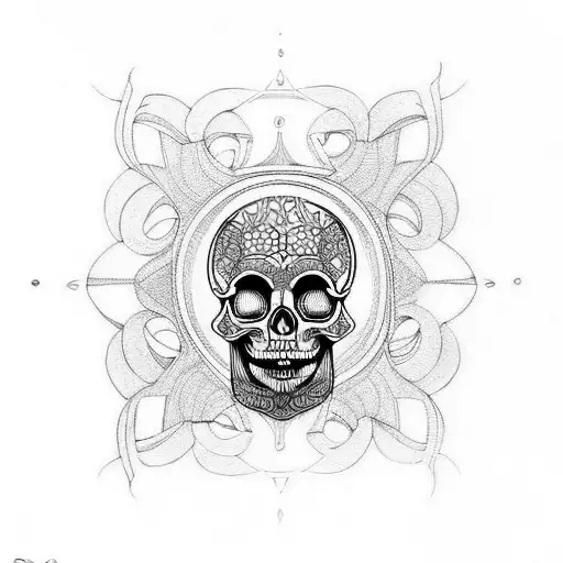 art nouveau skull tattoo design idea