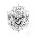 art nouveau skull tattoo design idea