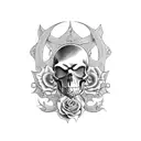art nouveau skull tattoo design idea