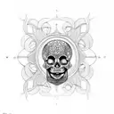 art nouveau skull tattoo design idea