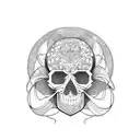 art nouveau skull tattoo design idea