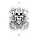 art nouveau skull tattoo design idea