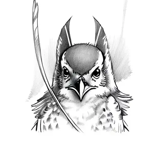 doodle of a robin with a hood tattoo design idea