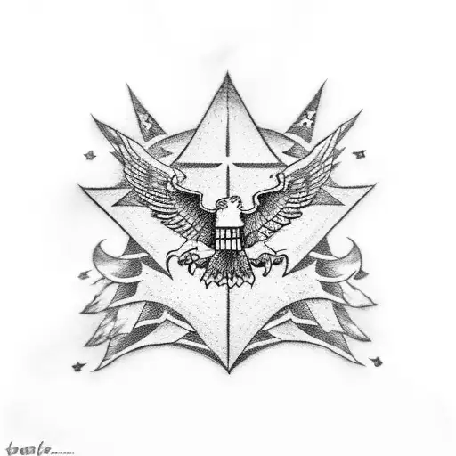 patriotic left sleeve with eagle, American flag and Air Force emblem tattoo design idea