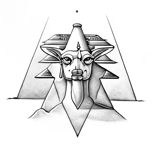 Anubis guiding souls through the pyramid's secret passages tattoo design idea