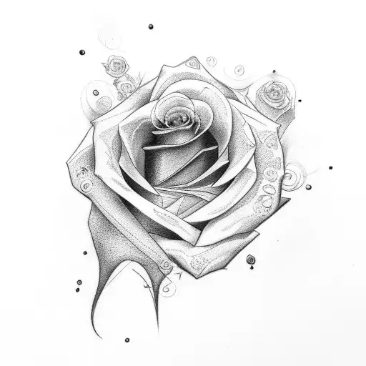 raven with a rose tattoo design idea