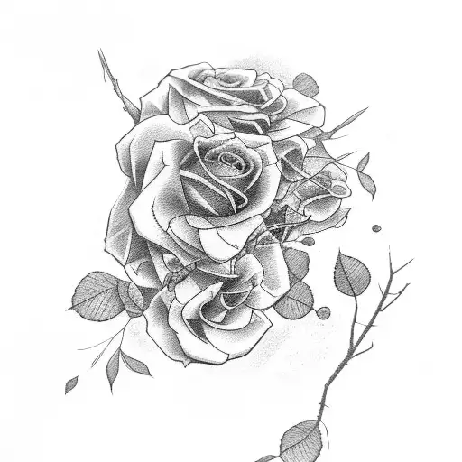 raven with  roses tattoo design idea