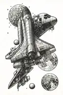 space shuttle and moon  tattoo design idea
