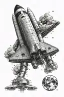space shuttle and moon  tattoo design idea