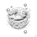diamond, ocean wave, retro coffe pot, fried eggs tattoo design idea