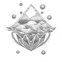 diamond, ocean wave, retro coffe pot, fried eggs tattoo design idea