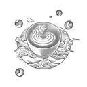 diamond, ocean wave, retro coffe pot, fried eggs tattoo design idea