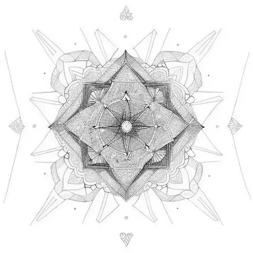 mandala and geometric  tattoo design idea