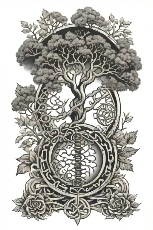 DNA mixed with tree of life tattoo design idea