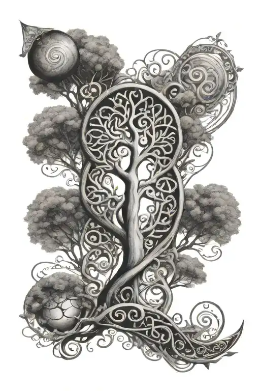 DNA helix mixed with tree of life tattoo design idea