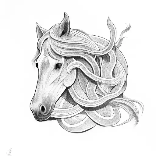 Horse with Snake tattoo design idea